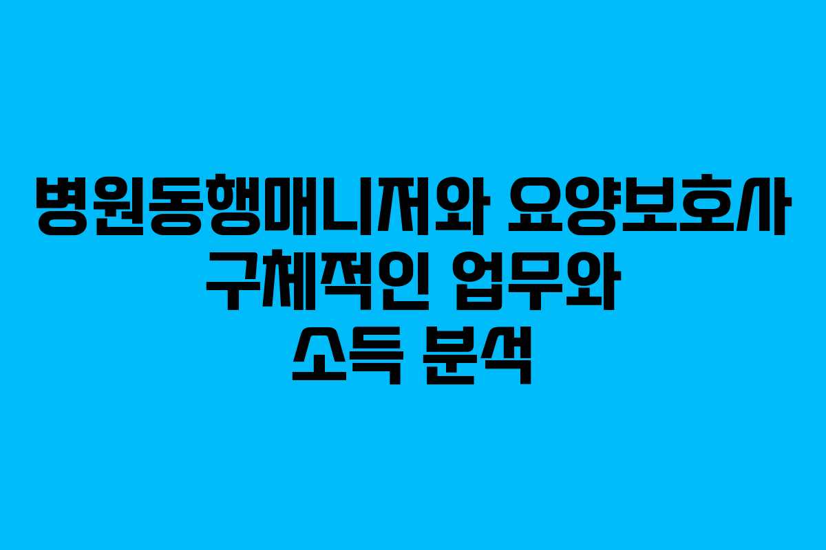 병원동행매니저와 요양보호사 구체적인 업무와 소득 분석