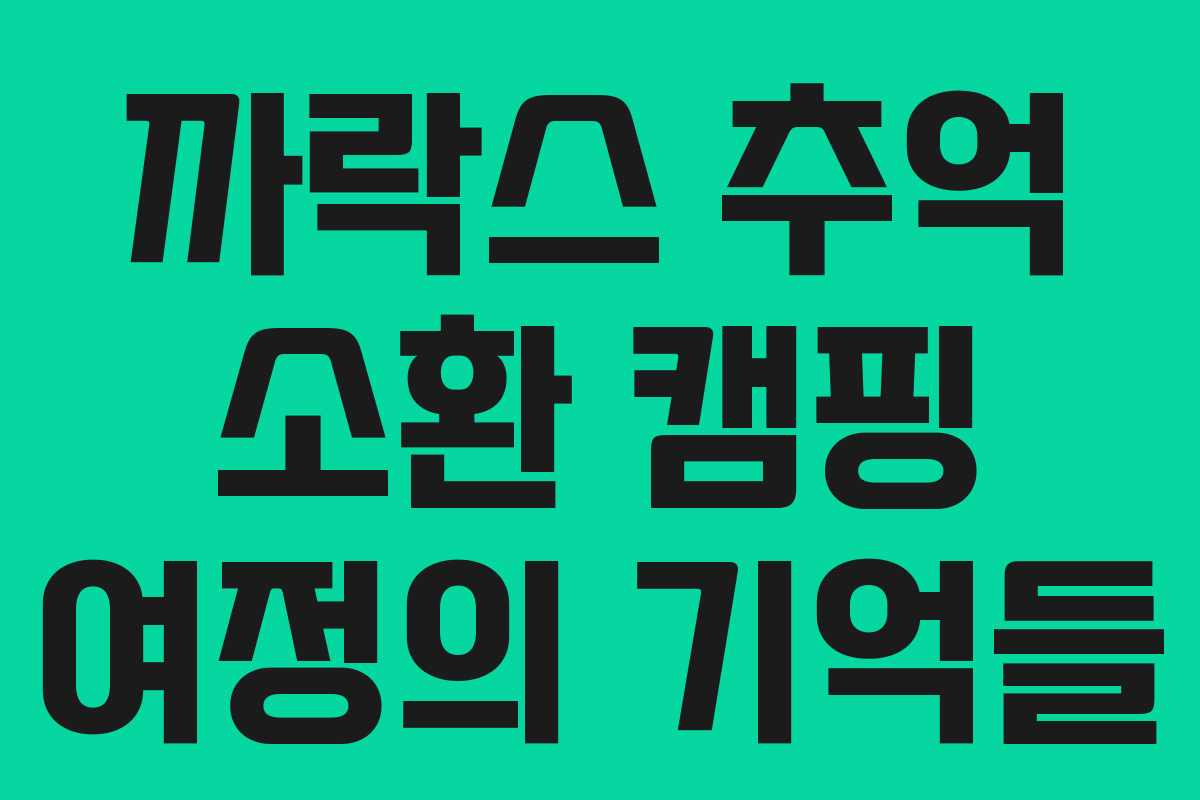 까락스 추억 소환 캠핑 여정의 기억들