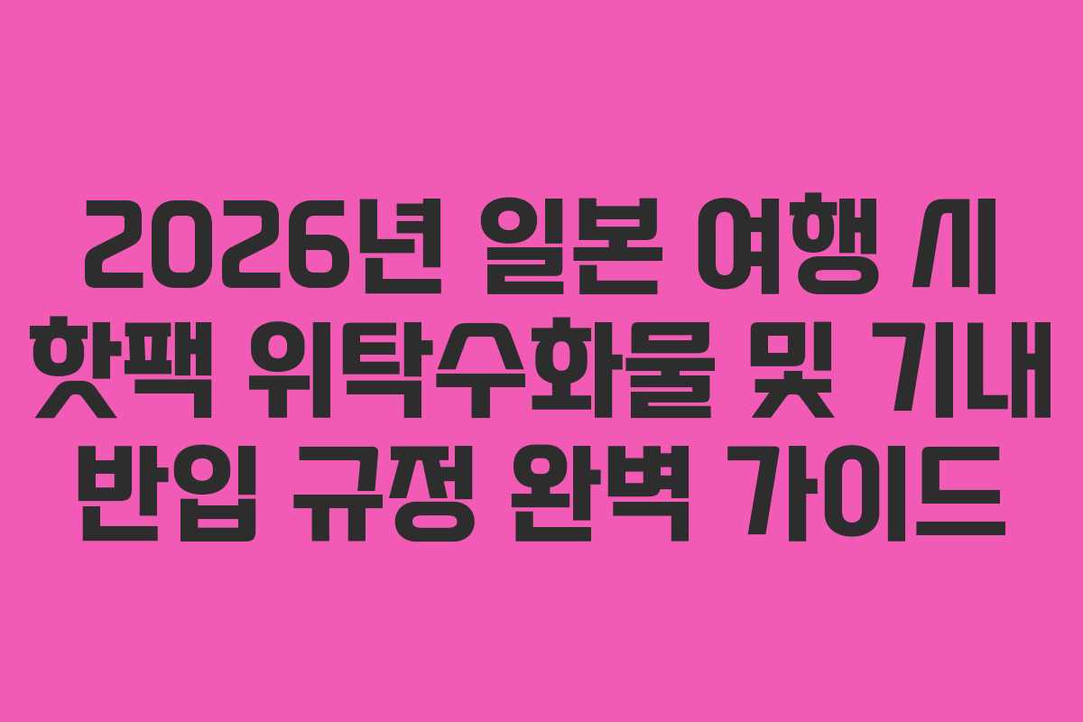 2026년 일본 여행 시 핫팩 위탁수화물 및 기내 반입 규정 완벽 가이드