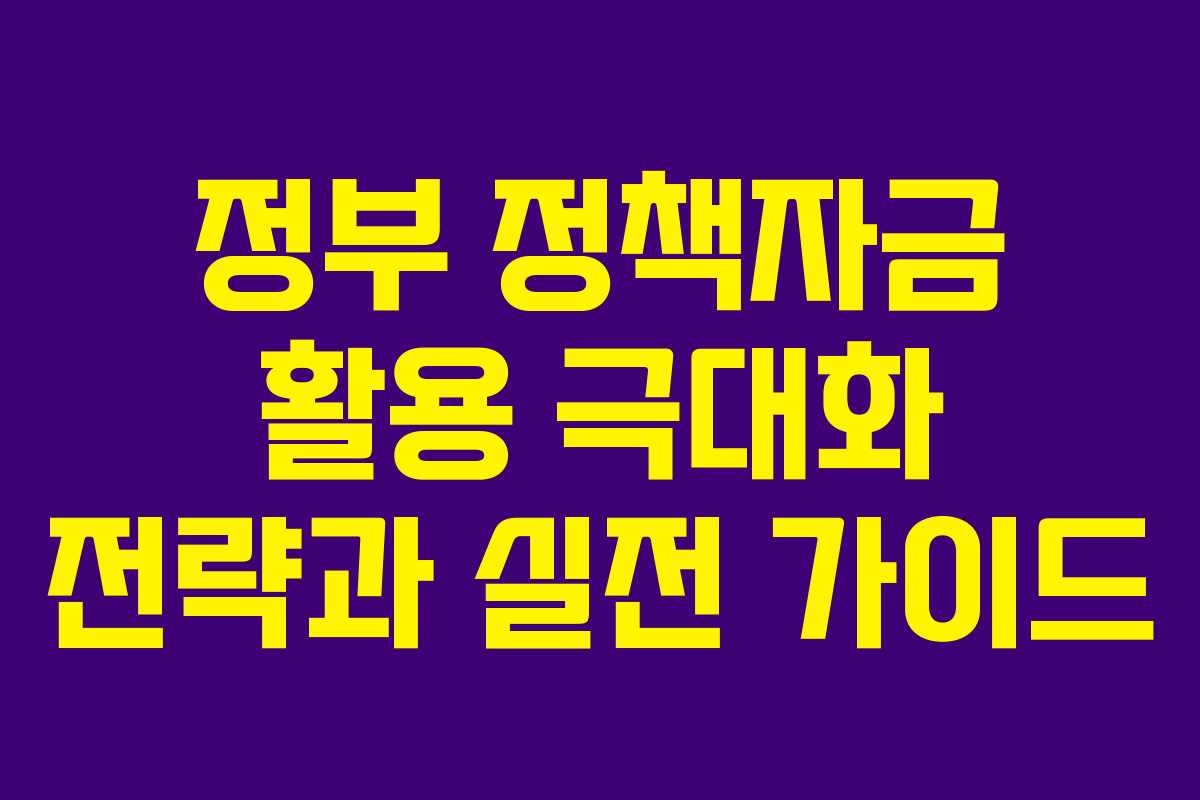 정부 정책자금 활용 극대화 전략과 실전 가이드