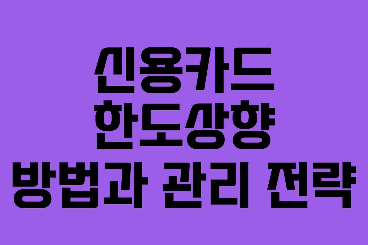 신용카드 한도상향 방법과 관리 전략