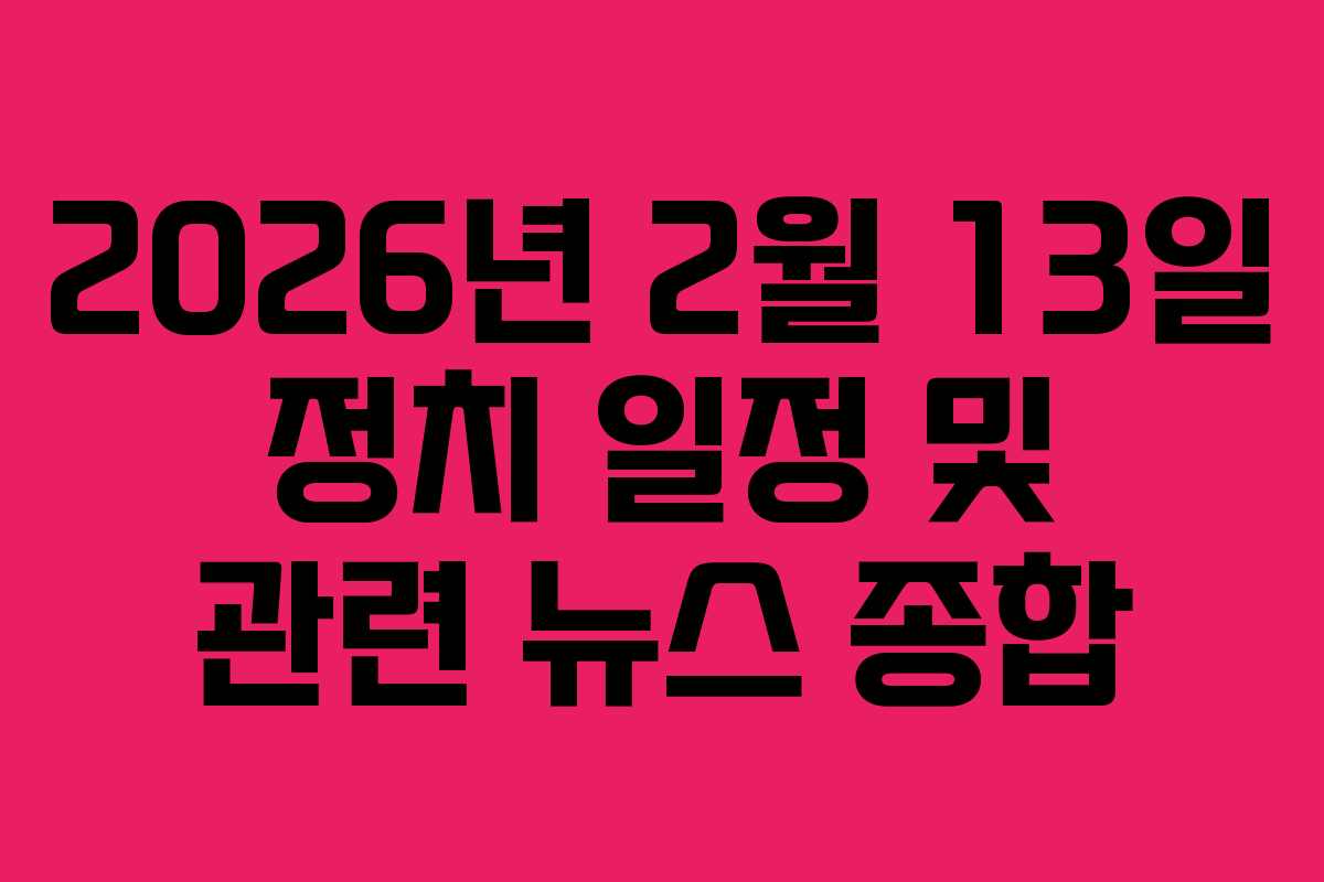 2026년 2월 13일 정치 일정 및 관련 뉴스 종합