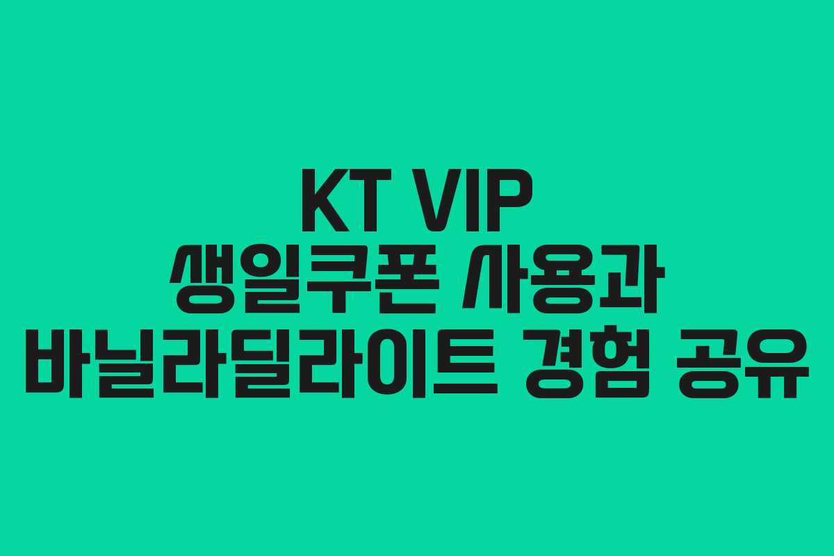 KT VIP 생일쿠폰 사용과 바닐라딜라이트 경험 공유