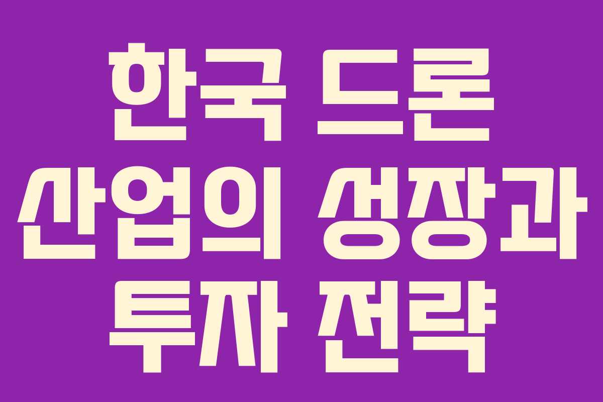 한국 드론 산업의 성장과 투자 전략