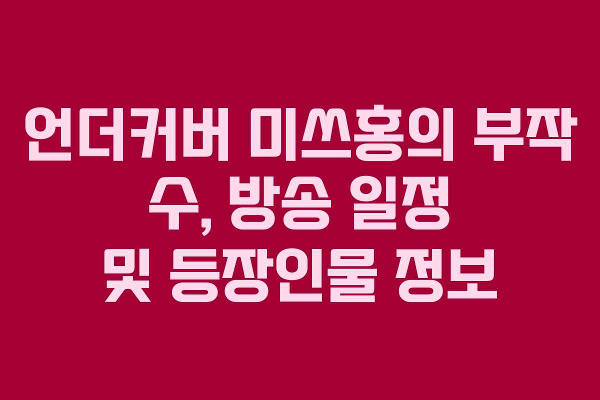 언더커버 미쓰홍의 부작 수, 방송 일정 및 등장인물 정보