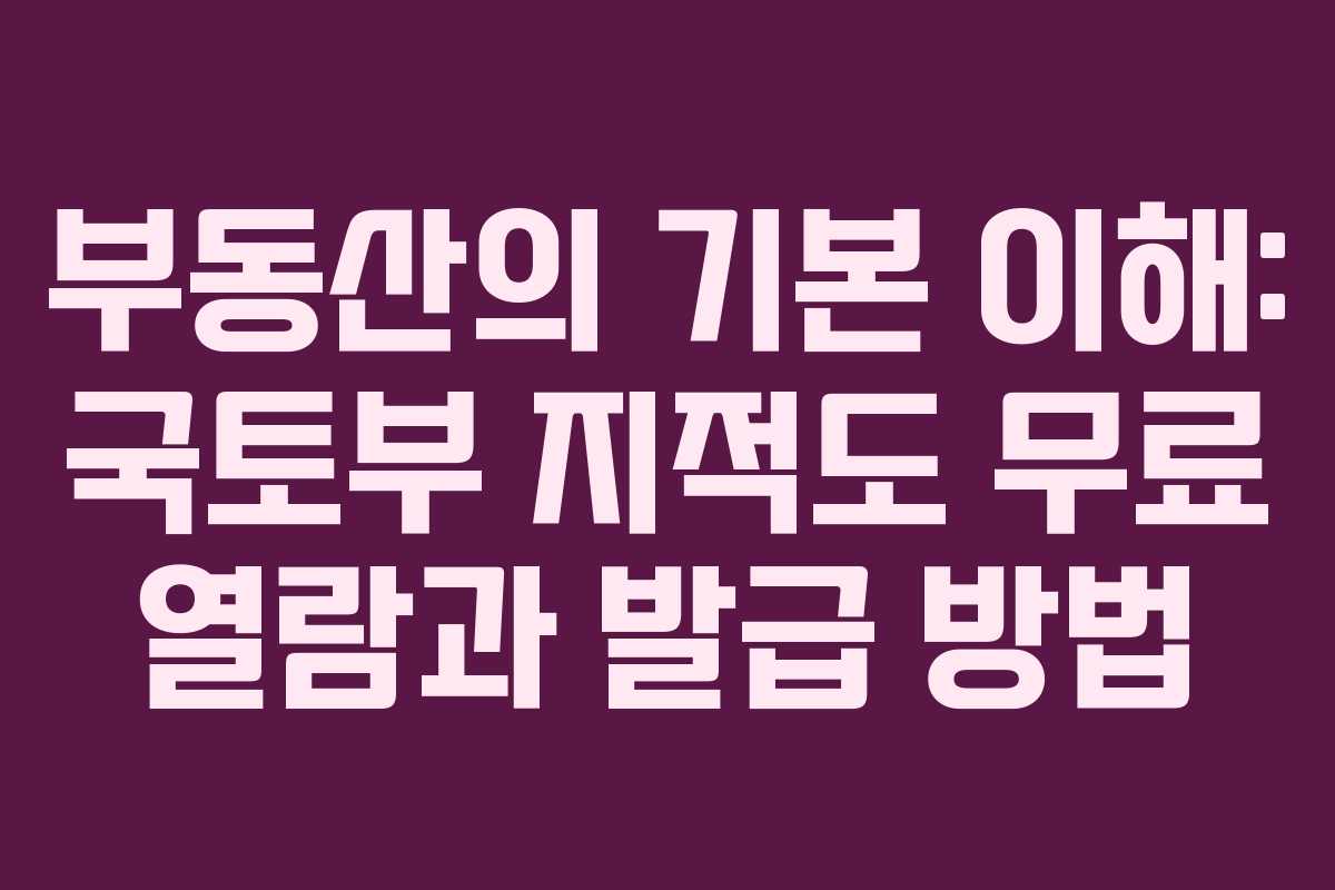 부동산의 기본 이해: 국토부 지적도 무료 열람과 발급 방법