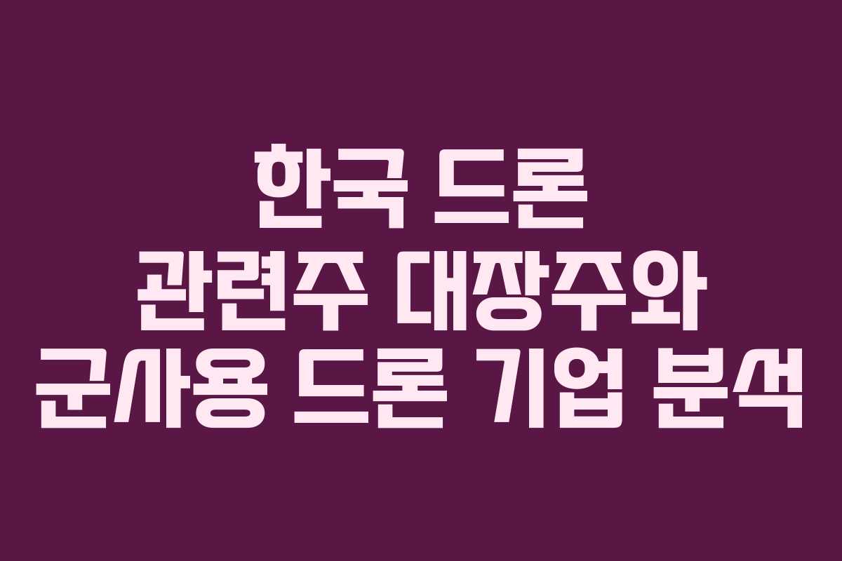 한국 드론 관련주 대장주와 군사용 드론 기업 분석