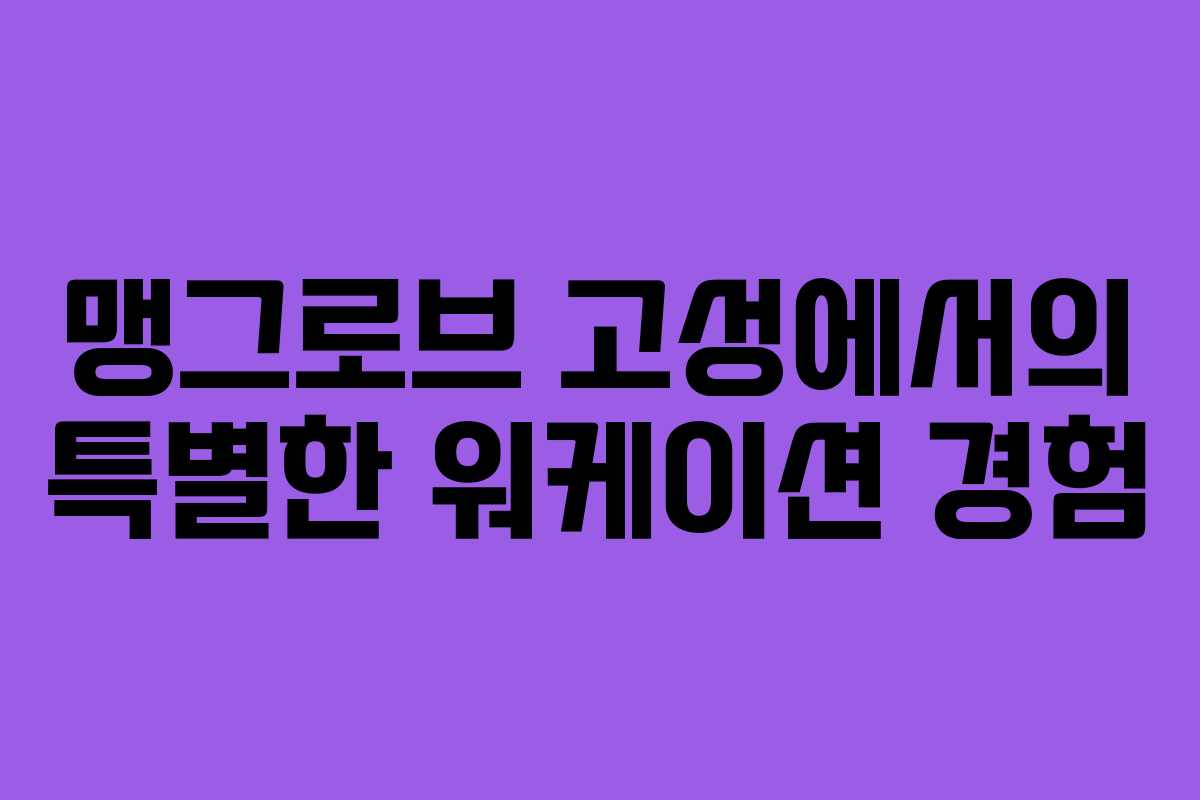 맹그로브 고성에서의 특별한 워케이션 경험