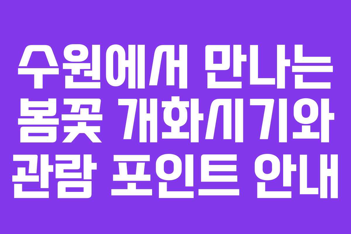 수원에서 만나는 봄꽃 개화시기와 관람 포인트 안내