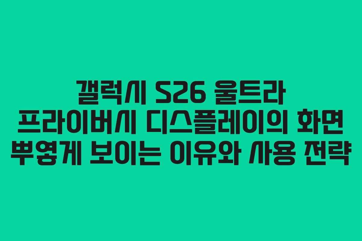 갤럭시 S26 울트라 프라이버시 디스플레이의 화면 뿌옇게 보이는 이유와 사용 전략