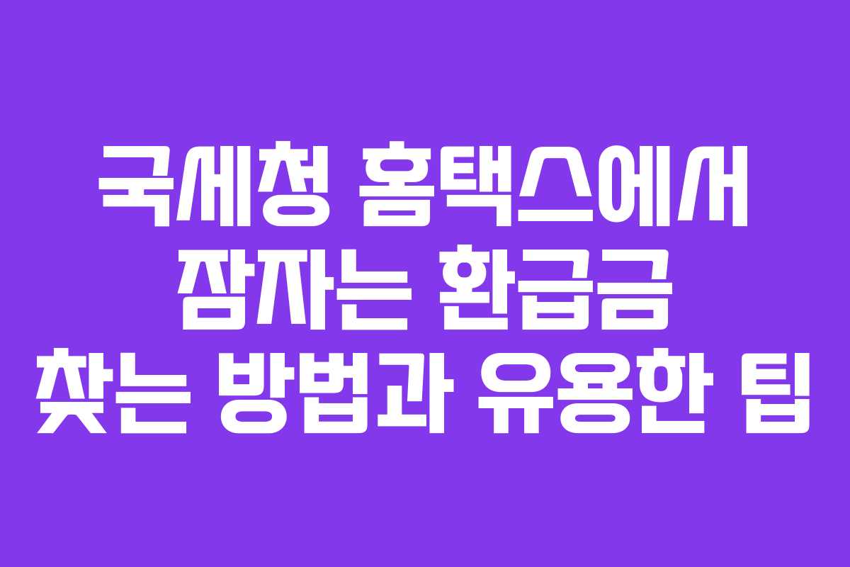 국세청 홈택스에서 잠자는 환급금 찾는 방법과 유용한 팁