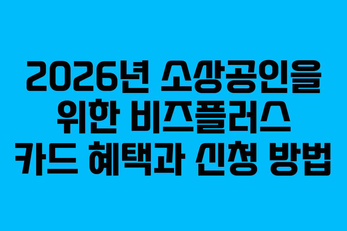 2026년 소상공인을 위한 비즈플러스 카드 혜택과 신청 방법