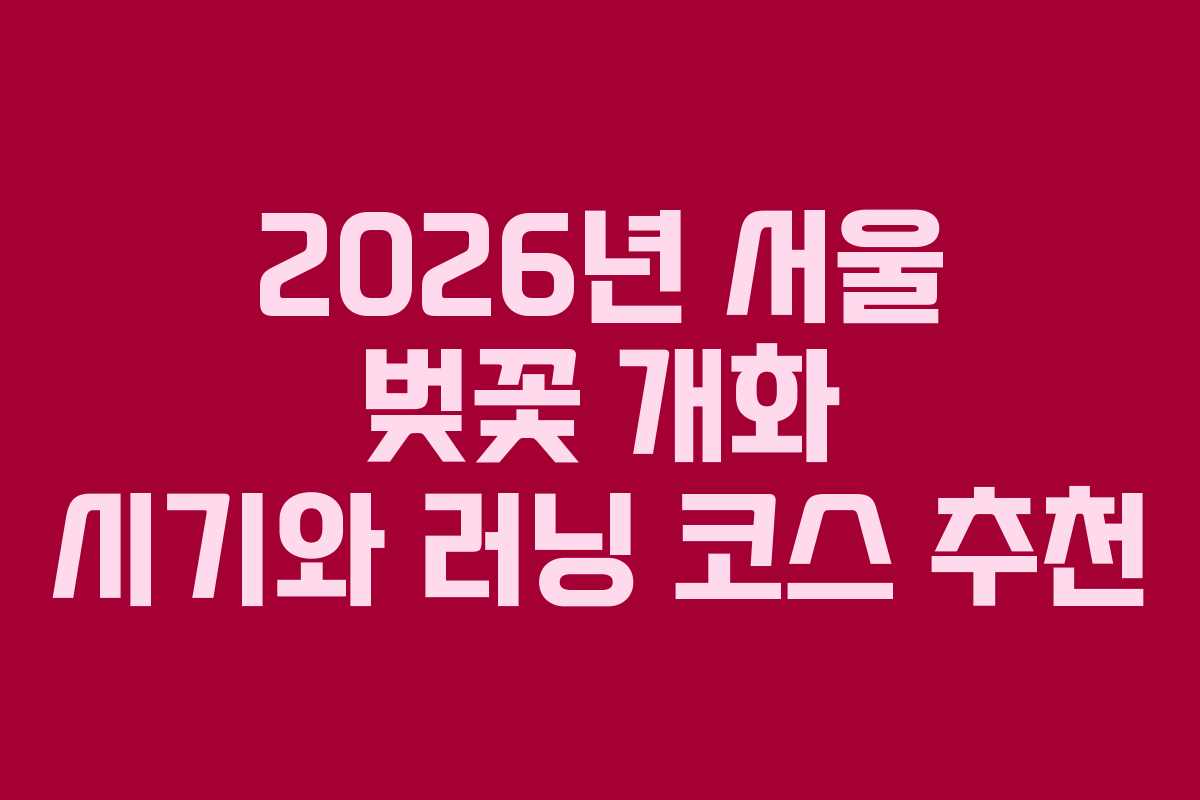 2026년 서울 벚꽃 개화 시기와 러닝 코스 추천
