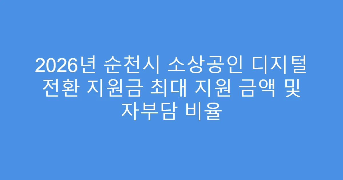 2026년 순천시 소상공인 디지털 전환 지원금 최대 지원 금액 및 자부담 비율