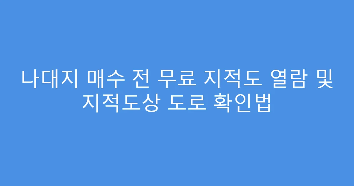 나대지 매수 전 무료 지적도 열람 및 지적도상 도로 확인법
