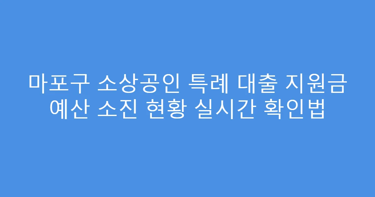 마포구 소상공인 특례 대출 지원금 예산 소진 현황 실시간 확인법