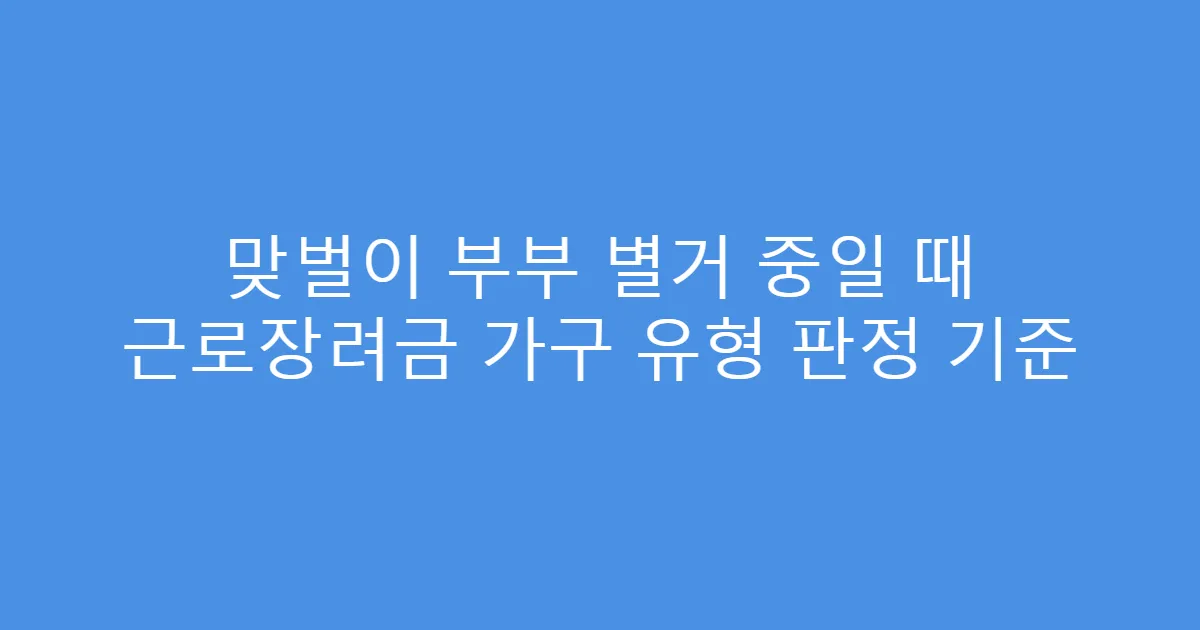 맞벌이 부부 별거 중일 때 근로장려금 가구 유형 판정 기준