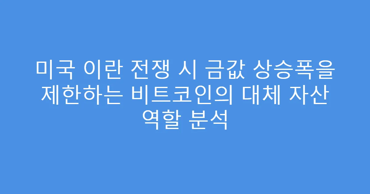미국 이란 전쟁 시 금값 상승폭을 제한하는 비트코인의 대체 자산 역할 분석