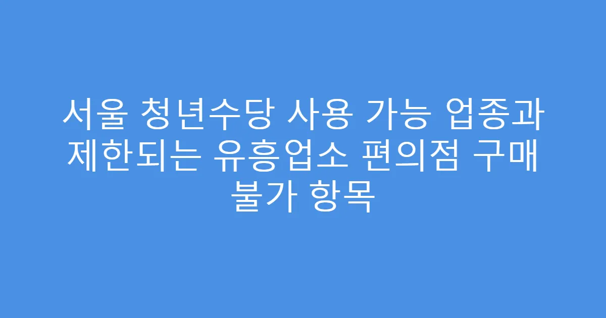 서울 청년수당 사용 가능 업종과 제한되는 유흥업소 편의점 구매 불가 항목