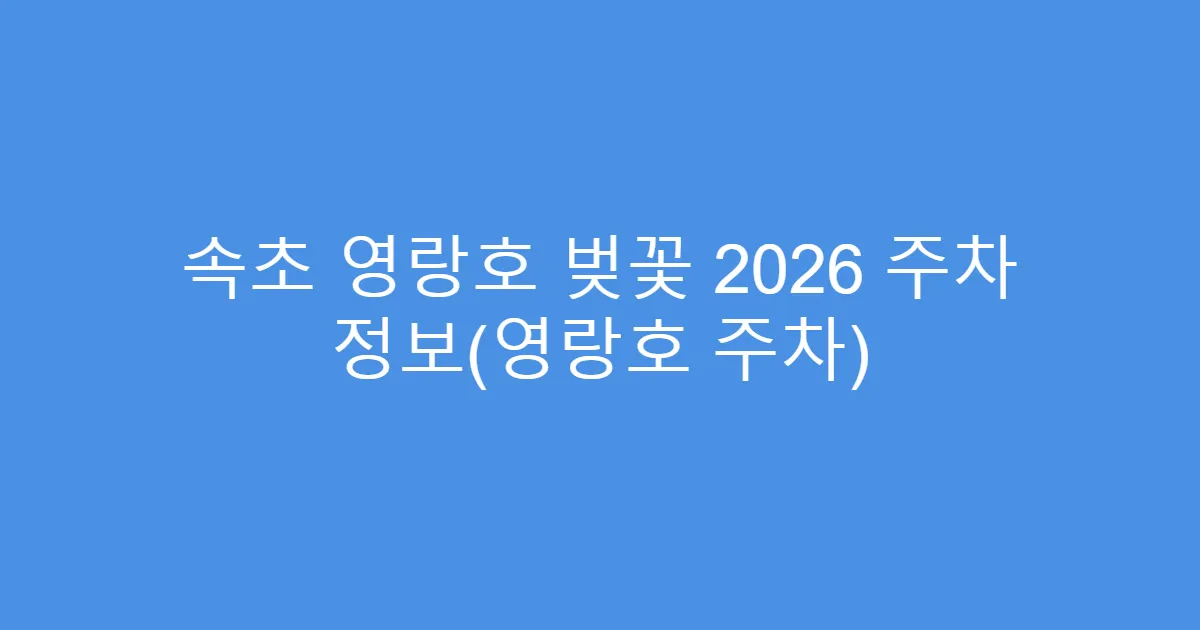 속초 영랑호 벚꽃 2026 주차 정보(영랑호 주차)