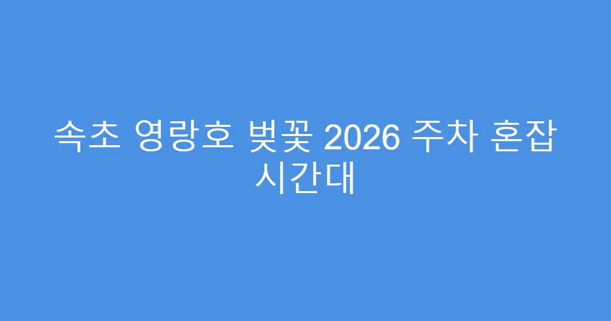 속초 영랑호 벚꽃 2026 주차 혼잡 시간대