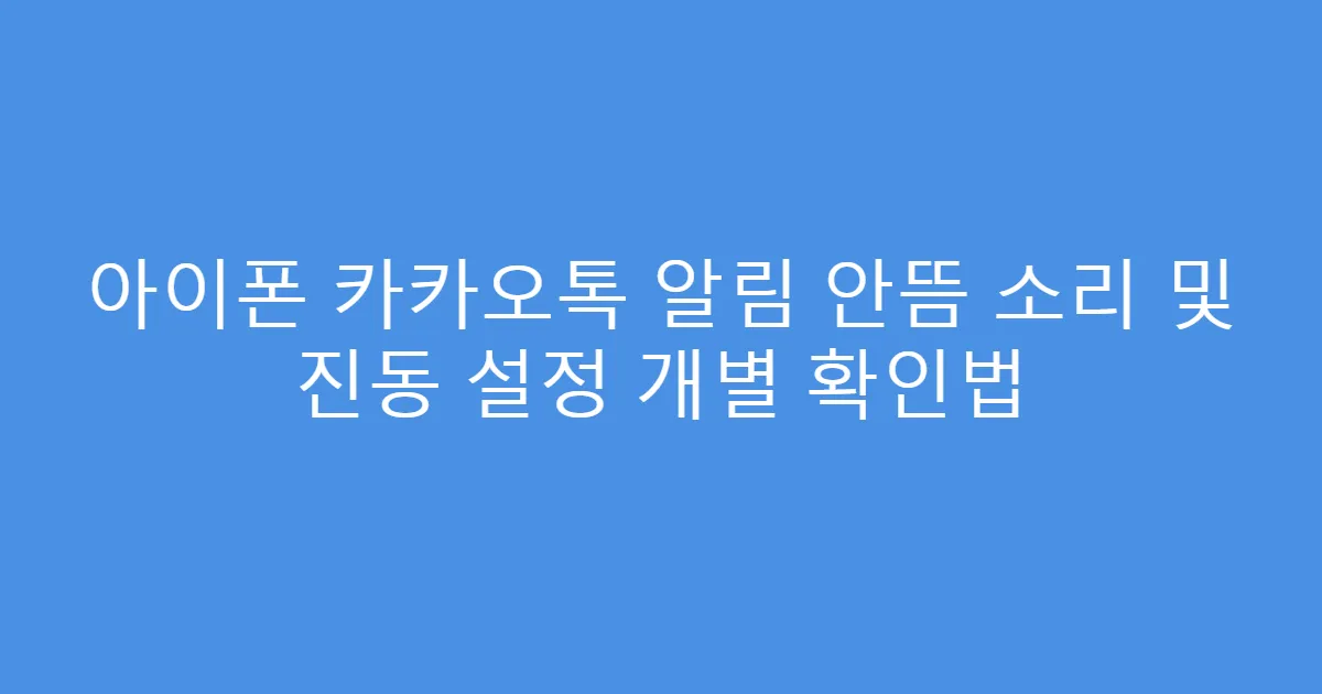 아이폰 카카오톡 알림 안뜸 소리 및 진동 설정 개별 확인법