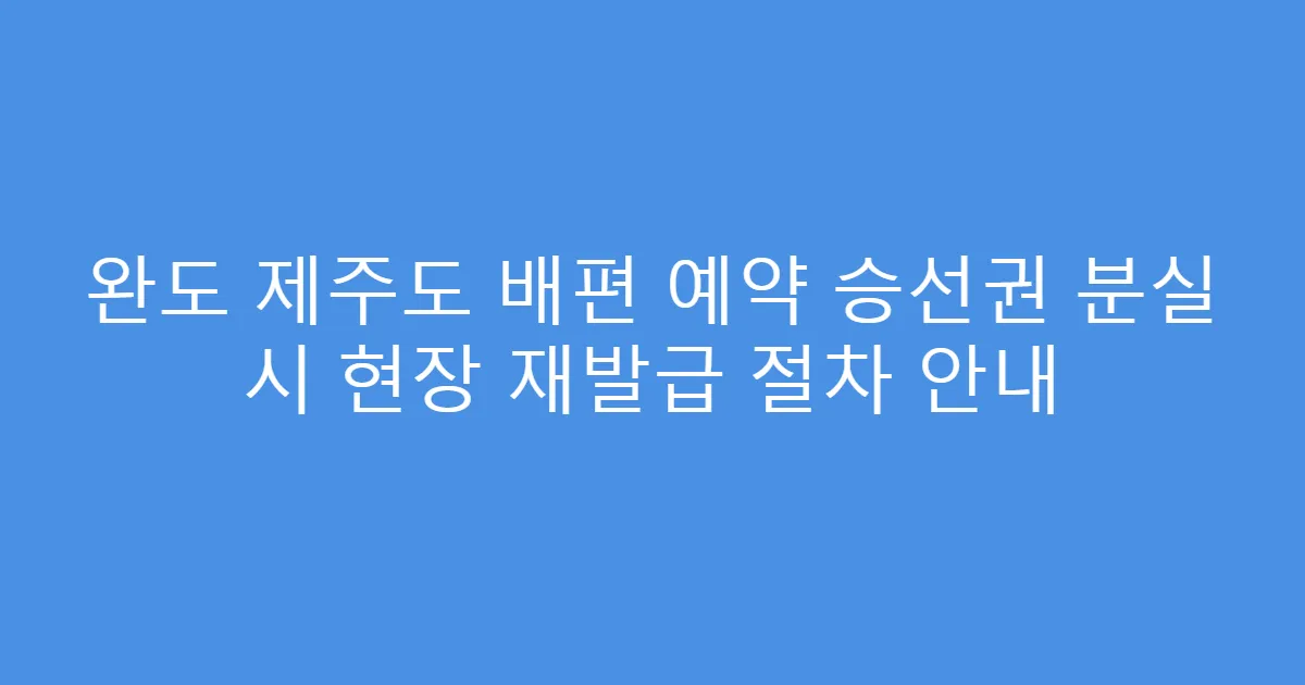 완도 제주도 배편 예약 승선권 분실 시 현장 재발급 절차 안내
