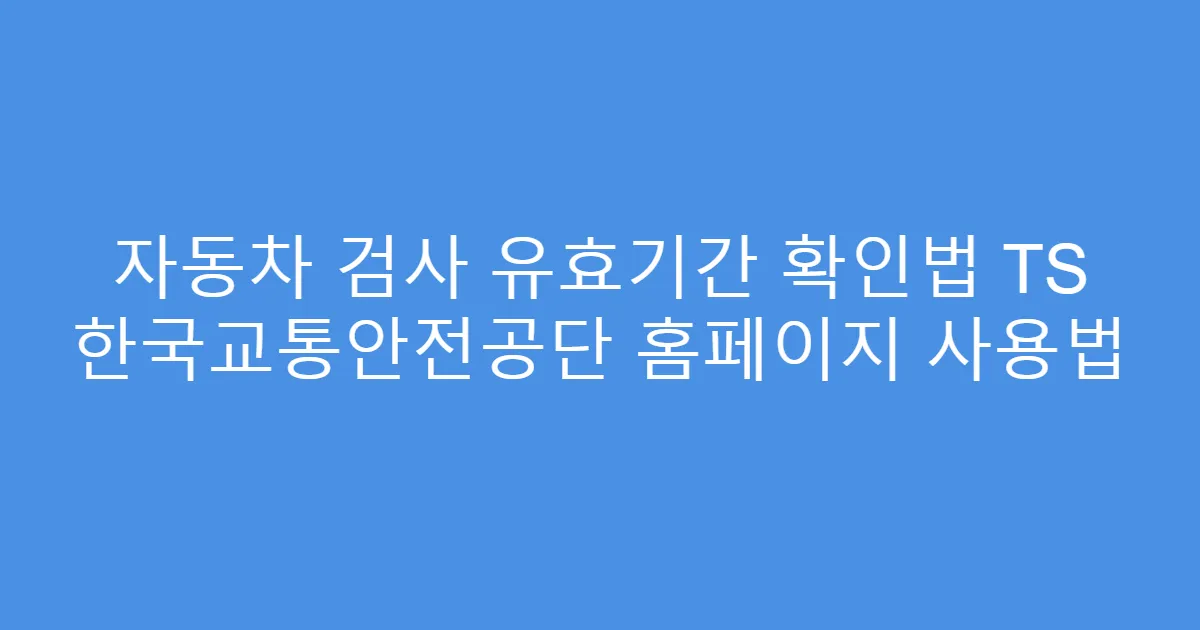 자동차 검사 유효기간 확인법 TS 한국교통안전공단 홈페이지 사용법