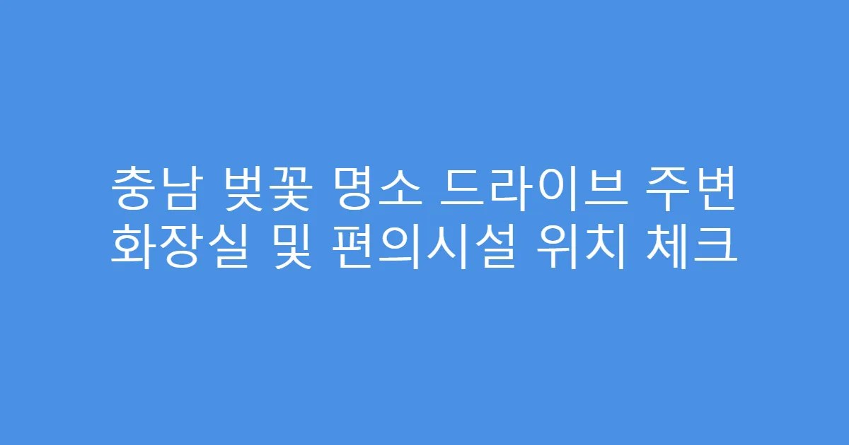 충남 벚꽃 명소 드라이브 주변 화장실 및 편의시설 위치 체크