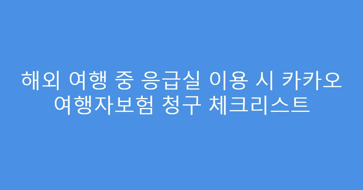 해외 여행 중 응급실 이용 시 카카오 여행자보험 청구 체크리스트