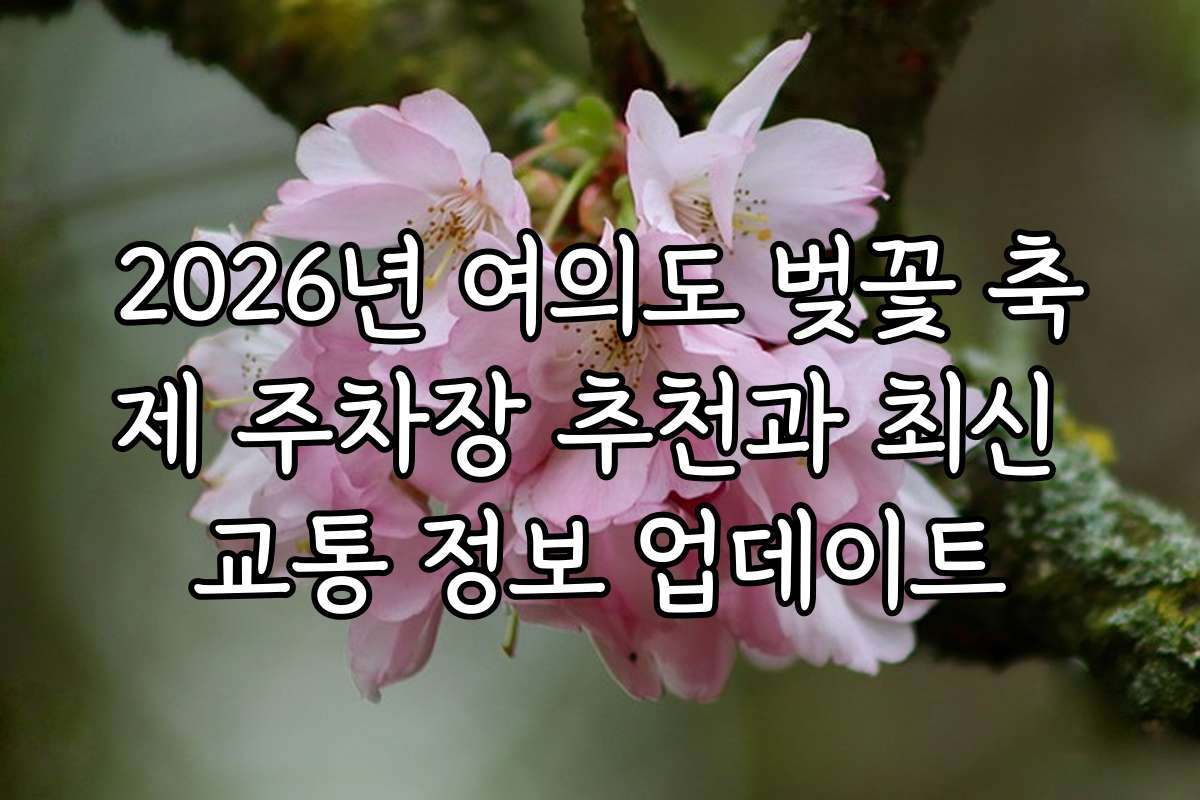 2026년 여의도 벚꽃 축제 주차장 추천과 최신 교통 정보 업데이트