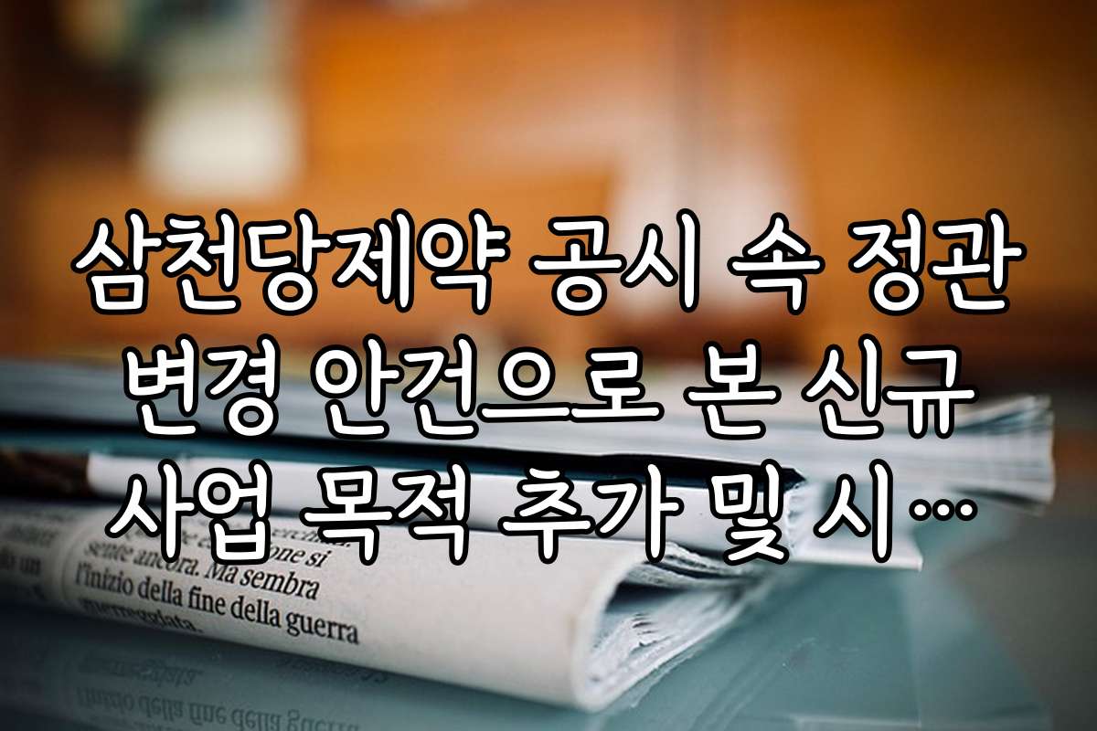 삼천당제약 공시 속 정관 변경 안건으로 본 신규 사업 목적 추가 및 시너지 분석
