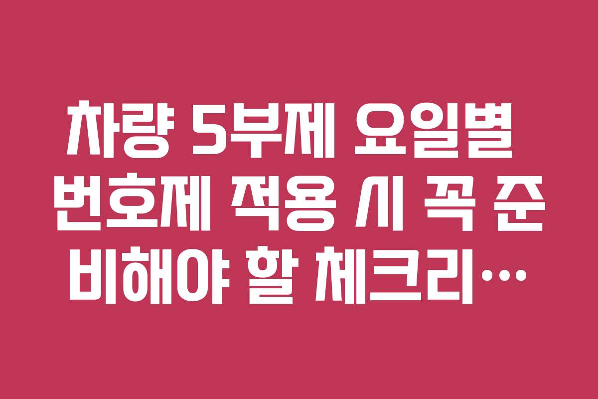 차량 5부제 요일별 번호제 적용 시 꼭 준비해야 할 체크리스트
