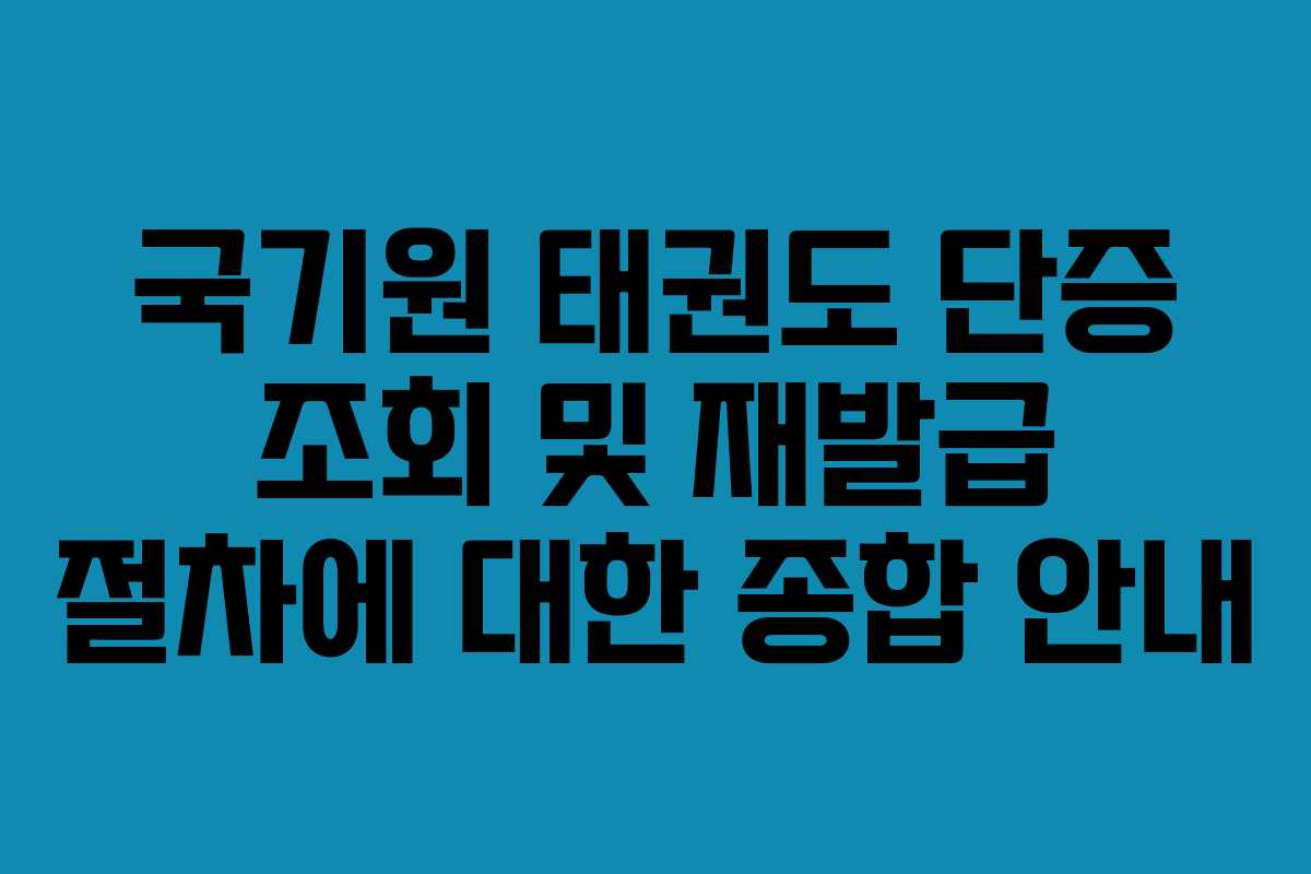 국기원 태권도 단증 조회 및 재발급 절차에 대한 종합 안내