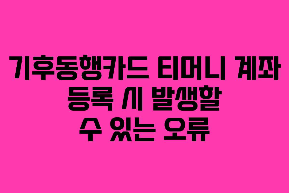 기후동행카드 티머니 계좌 등록 시 발생할 수 있는 오류