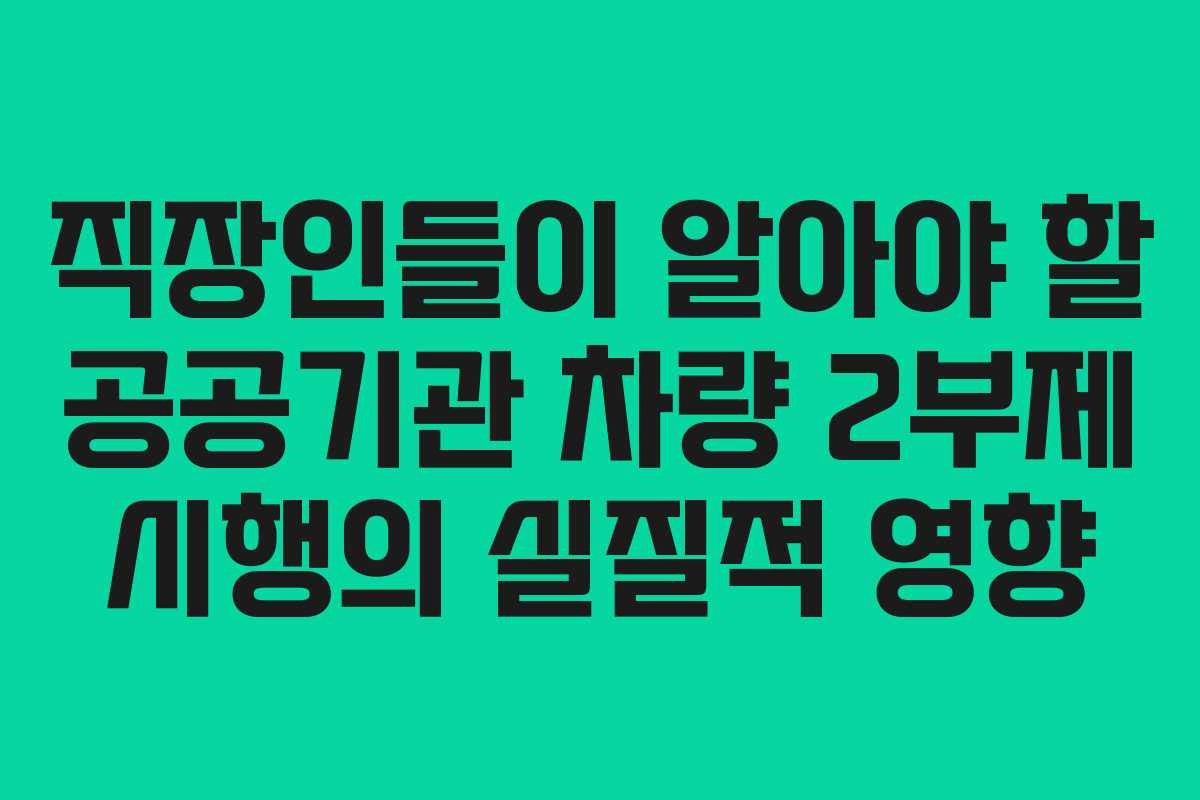 직장인들이 알아야 할 공공기관 차량 2부제 시행의 실질적 영향