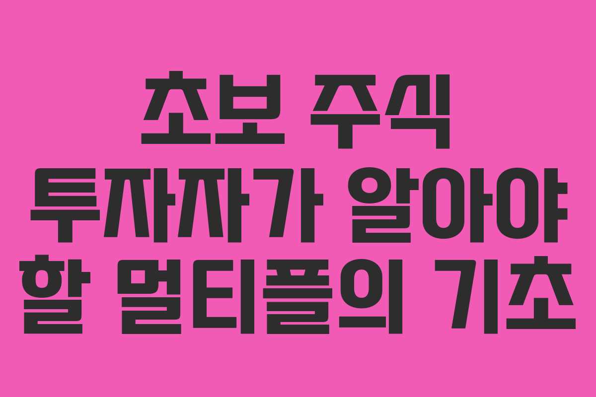초보 주식 투자자가 알아야 할 멀티플의 기초