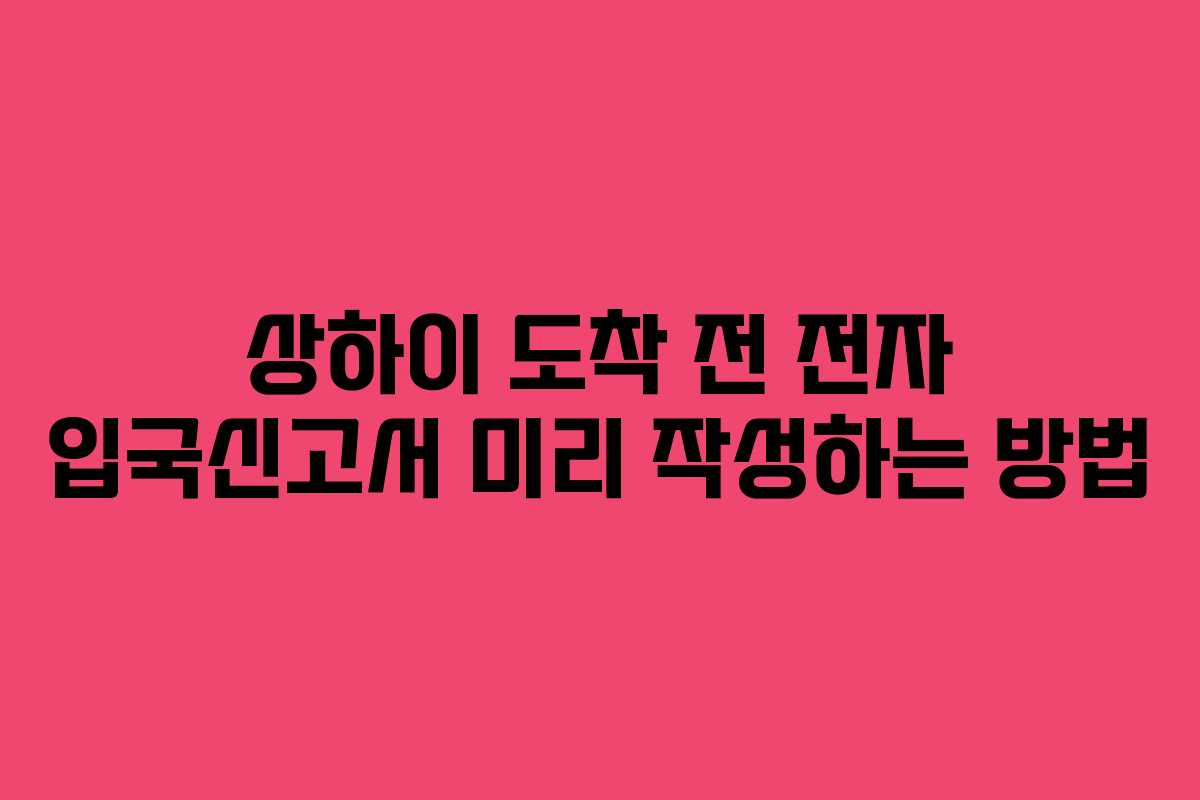 상하이 도착 전 전자 입국신고서 미리 작성하는 방법
