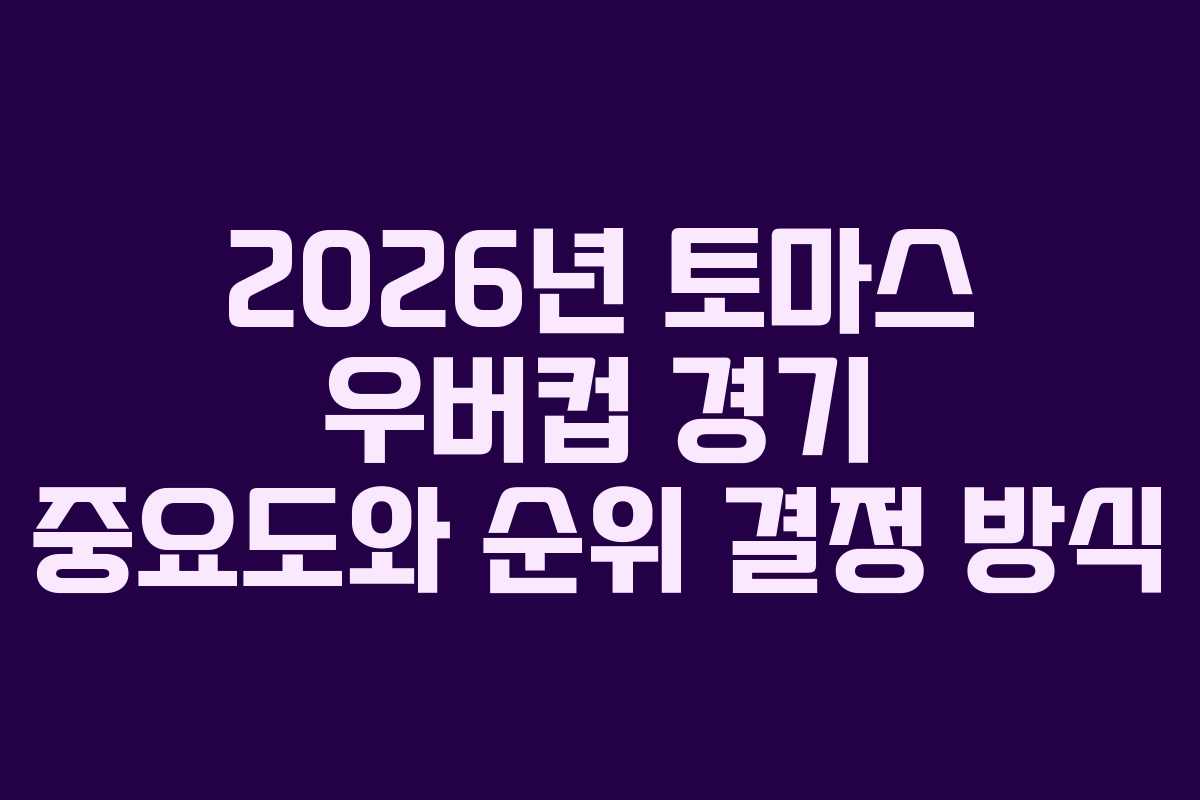2026년 토마스 우버컵 경기 중요도와 순위 결정 방식