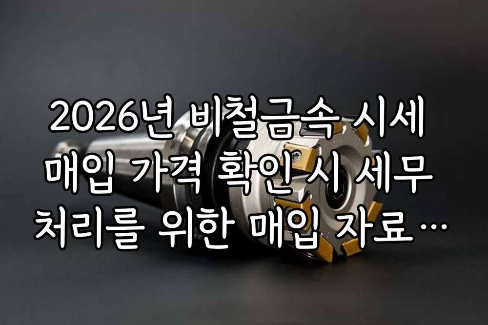 2026년 비철금속 시세 매입 가격 확인 시 세무 처리를 위한 매입 자료 가이드