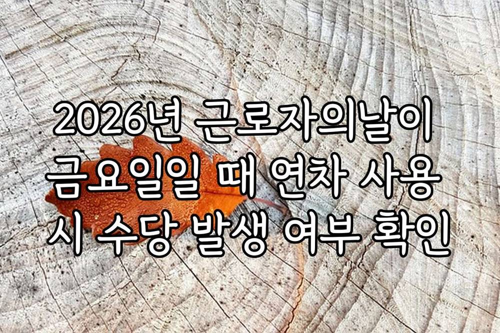 2026년 근로자의날이 금요일일 때 연차 사용 시 수당 발생 여부 확인