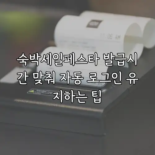 숙박세일페스타 발급시간 맞춰 자동 로그인 유지하는 팁