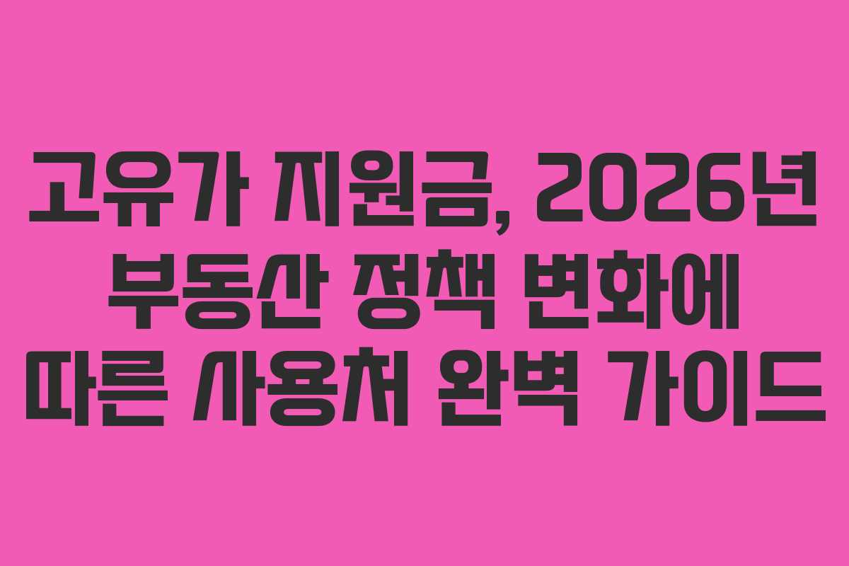 고유가 지원금, 2026년 부동산 정책 변화에 따른 사용처 완벽 가이드