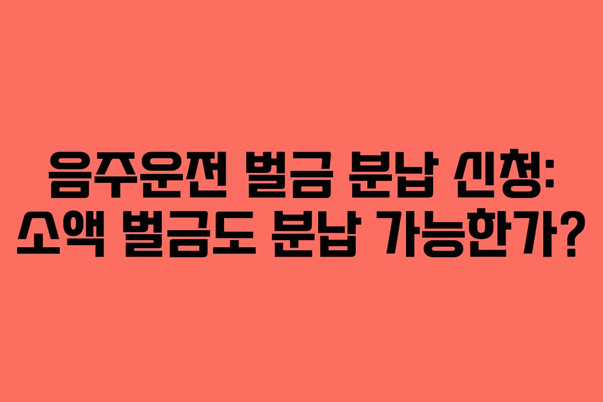 음주운전 벌금 분납 신청: 소액 벌금도 분납 가능한가?
