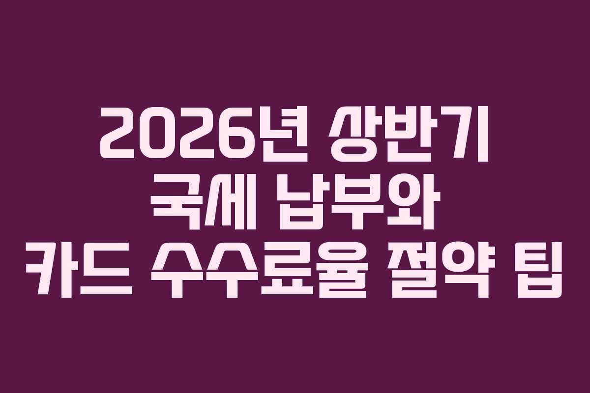 2026년 상반기 국세 납부와 카드 수수료율 절약 팁