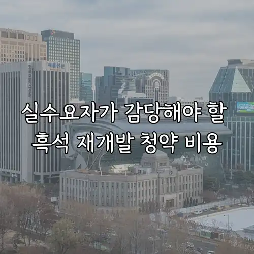 실수요자가 감당해야 할 흑석 재개발 청약 비용