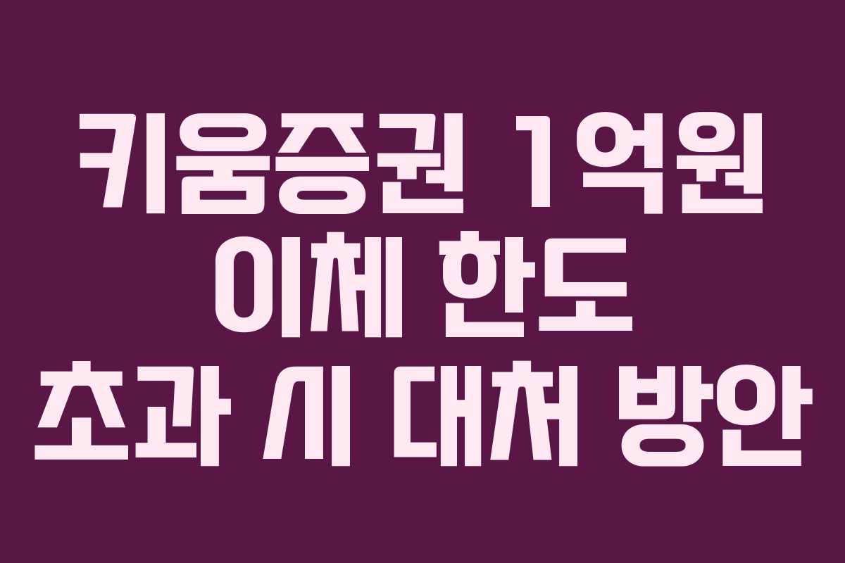 키움증권 1억원 이체 한도 초과 시 대처 방안