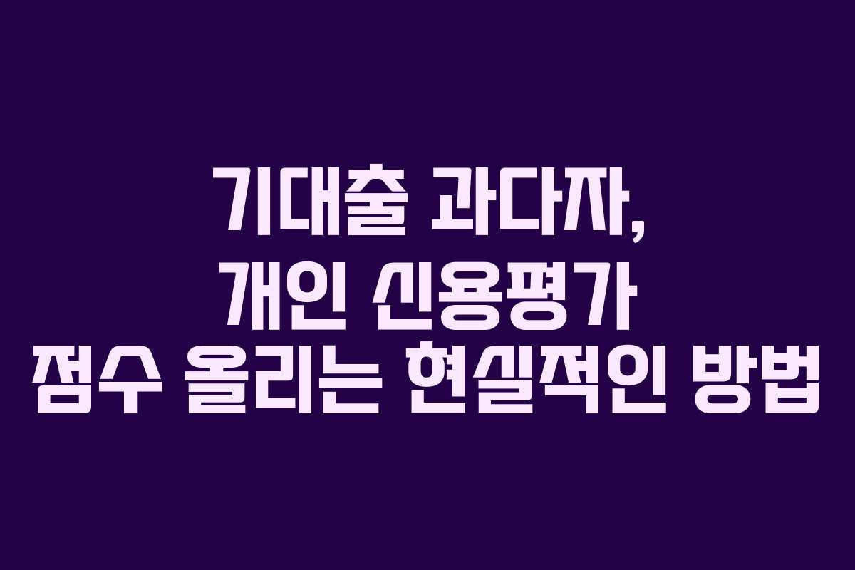 기대출 과다자, 개인 신용평가 점수 올리는 현실적인 방법