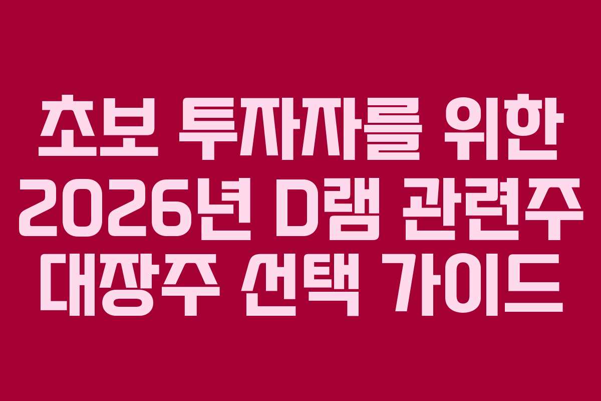 초보 투자자를 위한 2026년 D램 관련주 대장주 선택 가이드