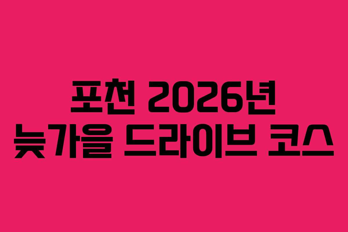 포천 2026년 늦가을 드라이브 코스